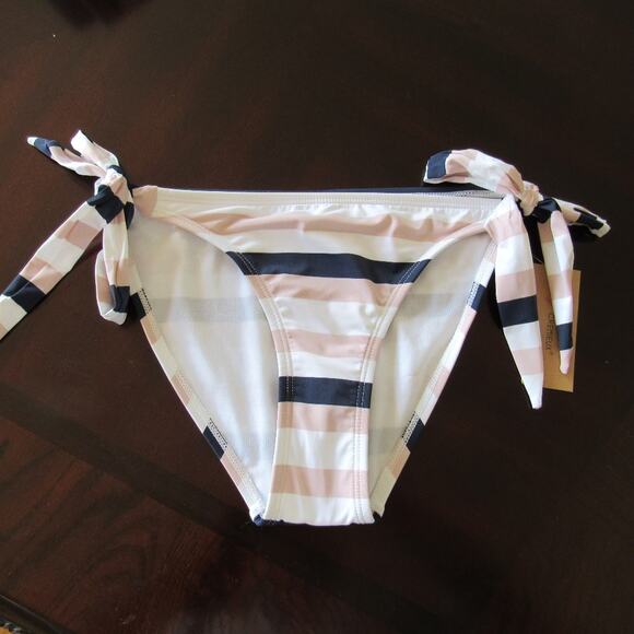 New Cremieux Women Multicolor Striped Tie Side Hipster Bikini Swim Bottom S - Picture 5 of 9